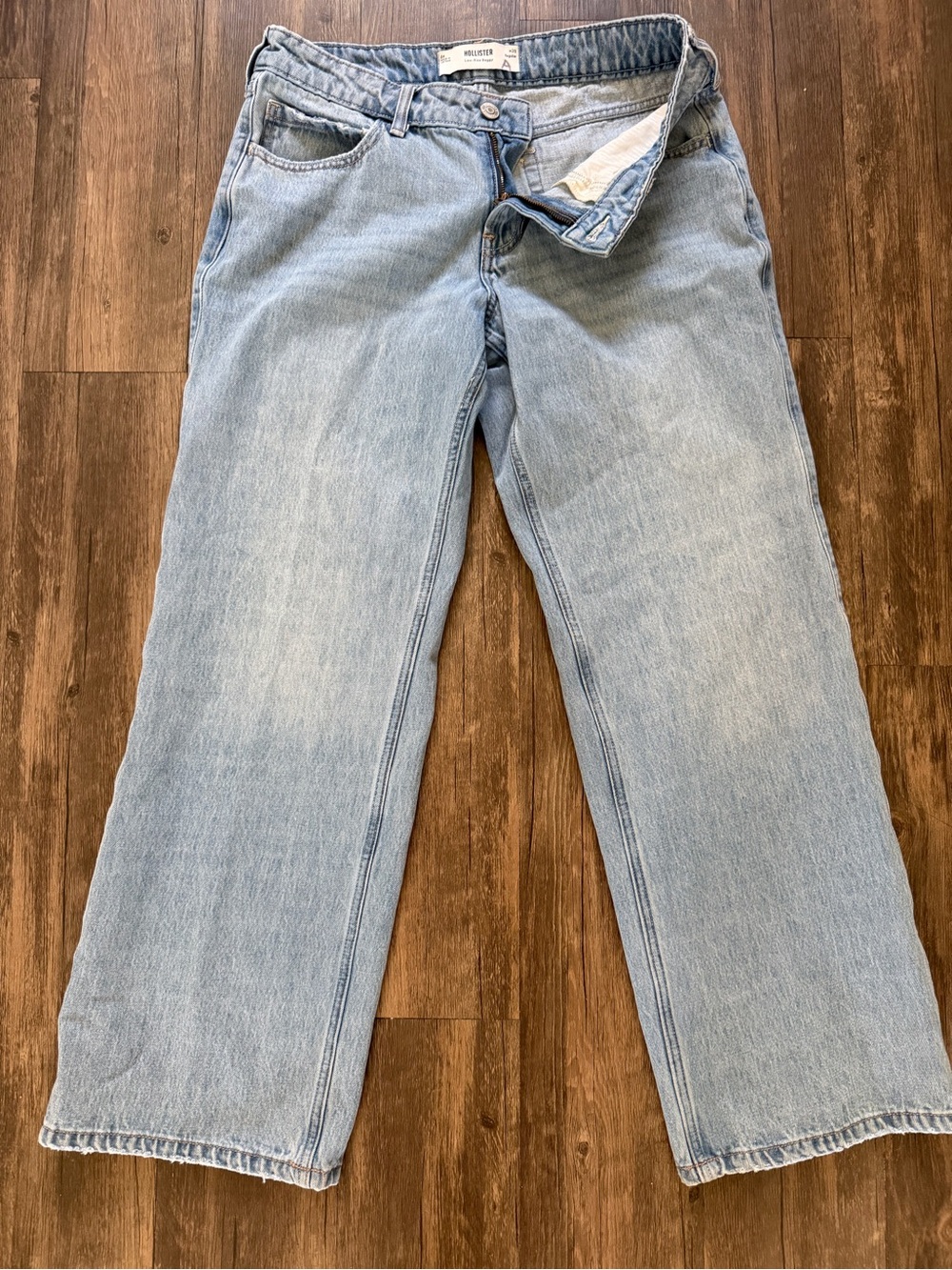 Hollister Light Blue Low Rise Baggy Regular Wide Leg Denim Jeans Casual 28 - Picture 4 of 13